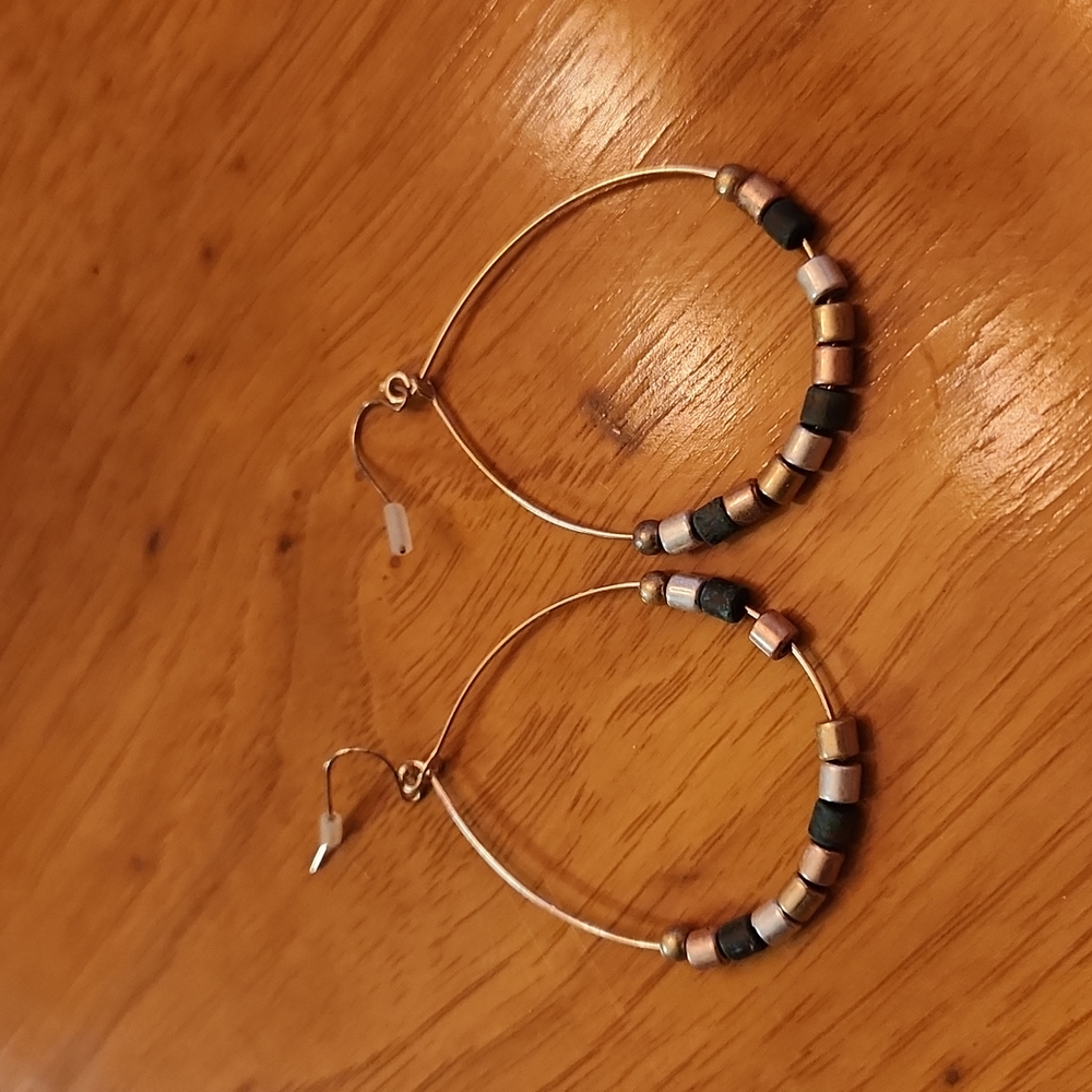 Rose Gold/Gray/Silver Hoop Earrings, GUC